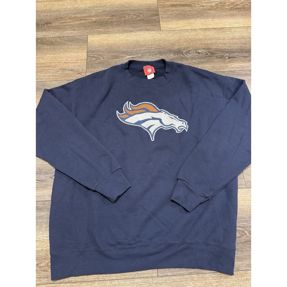 Vintage‎ Men's Size Large Denver Broncos NFL Sweatshirt Crewneck Blue Clean Used